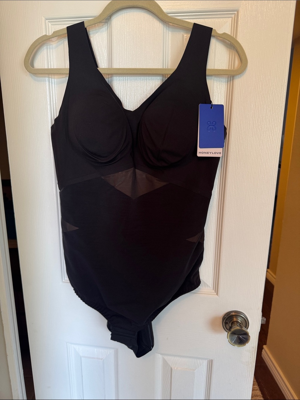 Honeylove Black Shaping Bodysuit with Built-In Cups